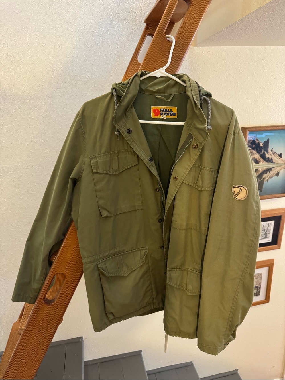 Fjallraven Olive Green Military Field Jacket with Hood